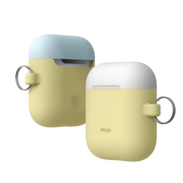 Elago Airpod Protective Silicon DUO Hang Case - Geel/Pastelblauw