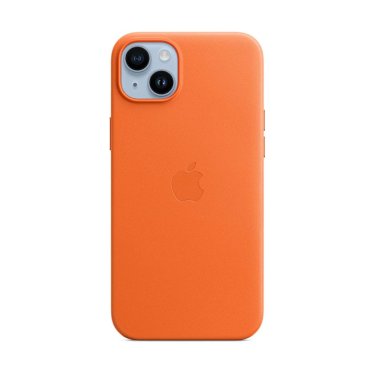 Apple Leather Case + MS - iPhone 14 Plus - Orange