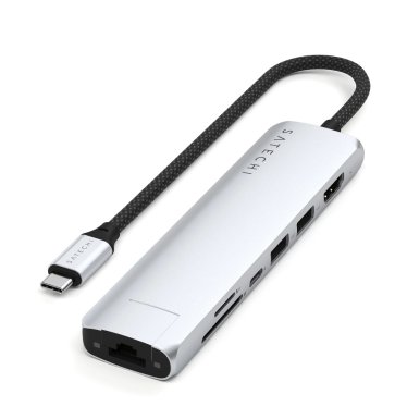 Satechi 7-in-1 USB-C Slim Multiport Adapter with Ethernet - Silver