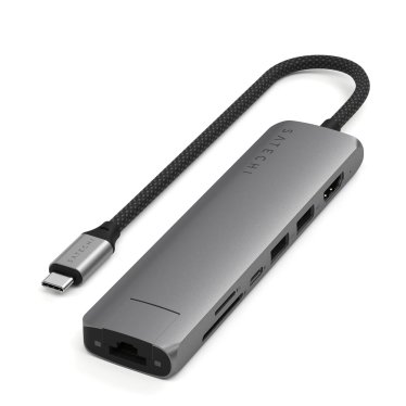 Satechi 7-in-1 USB-C Slim Multiport Adapter with Ethernet - Space Grey