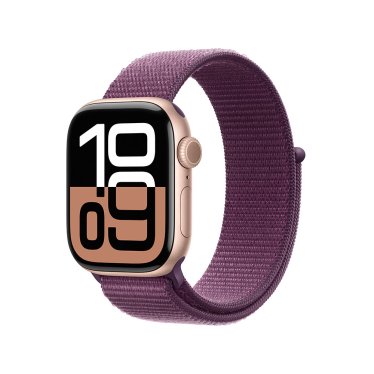 Apple Watch S10 Cellular - 42mm - Rose Gold Aluminium - Plum Sport Loop -  (130-200mm)