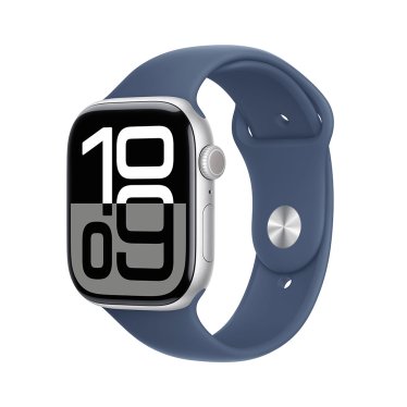 Apple Watch S10 Cellular - 46mm - Silver Aluminium - Denim Sport Band - M/L (160-210mm)