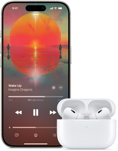 iPhone naast AirPods Pro in geopende oplaadcase